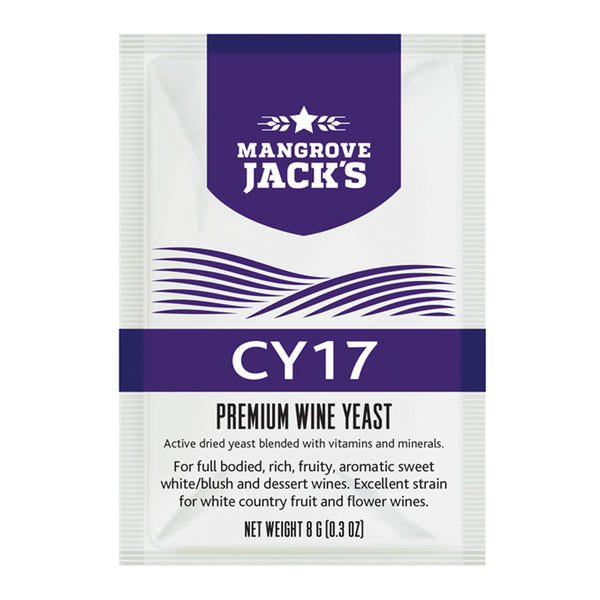 Yeast Sachet - Mangrove Jack's Premium CY17 Wine Yeast 8g - For Sweet White, Blush and Dessert Wines