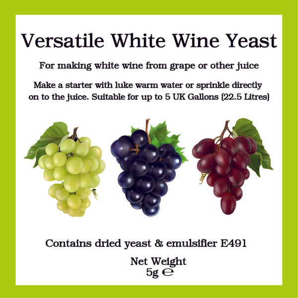 Bigger Jugs Versatile White Wine Yeast Sachet 5g - Also For Fermenting at Low Temperatures - SPECIAL OFFER AS BEST BEFORE IS 08/09/2025