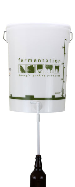 Fermentation Vessel - Youngs 25 Litre Bucket With Bottling System, Graduations & Solid Lid