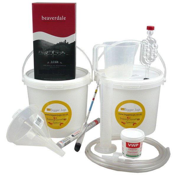 Starter Wine Making Set - 6 Bottle Size Beaverdale with Equipment - Red & Rose Wines