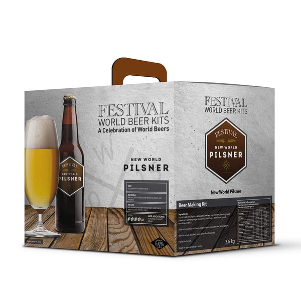 Festival World Beers - New World Pilsner 3.6Kg Beer Kit - SPECIAL OFFER AS BEST BEFORE IS 31/07/2026