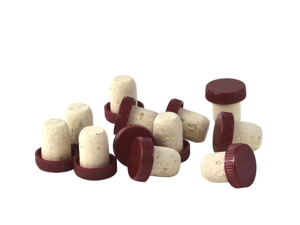 Wine Corks - Pack of 30 Red Plastic Topped Wine Corks