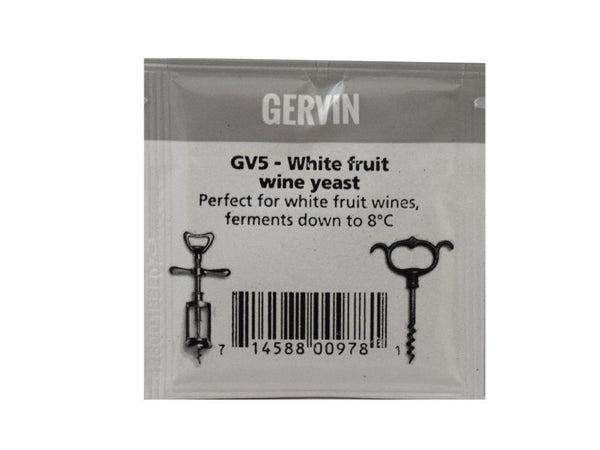 Yeast Sachet 5g - Gervin GV5 White Fruit Wine Yeast - For White Fruit Wine Types & Low Temperature Fermentations