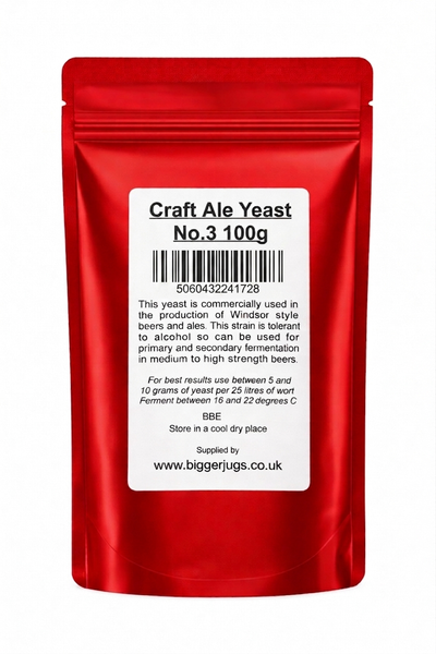 Bigger Jugs Red Packet Craft Ale Yeast No. 3 - 100g Supplied in Resealable Pouch
