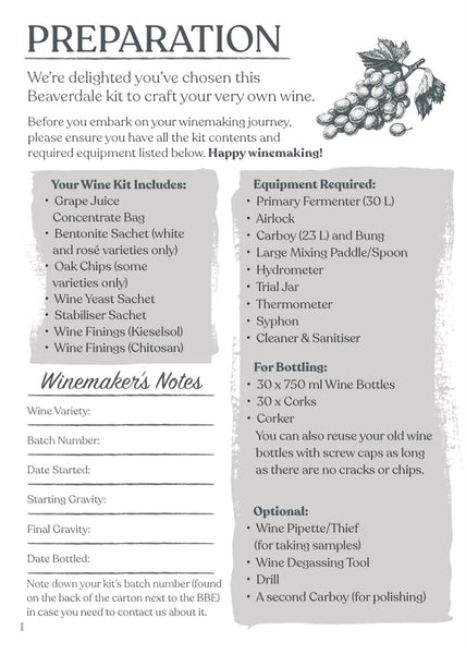Beaverdale 30 Bottle Red Wine Kit - Vieux Chateau du Roi