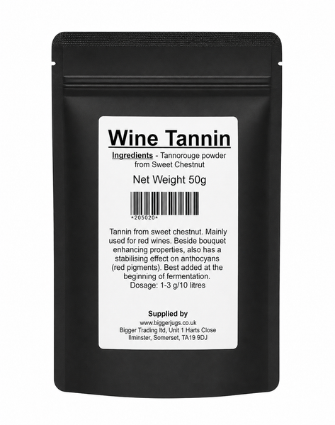 Wine Tannin (Tannorouge Powder) 50g Supplied in Heavy Duty Resealable Pouch