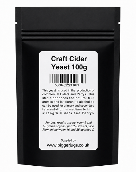 Bigger Jugs Craft Cider Yeast 100g - Supplied in Resealable Pouch - For Rapid Clean Fermentation of All Types of Cider & Perrys