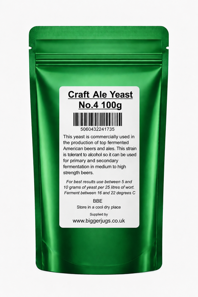 Bigger Jugs Green Packet Craft Ale Yeast No. 4 - 100g Supplied in Resealable Pouch
