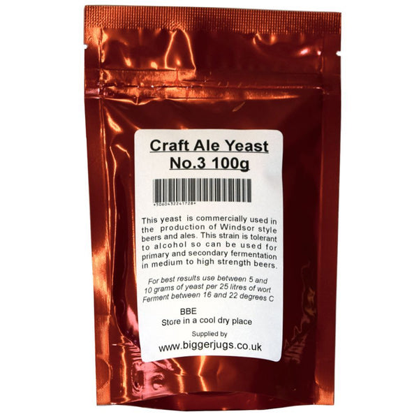 Bigger Jugs Red Packet Craft Ale Yeast No. 3 - 100g Supplied in Resealable Pouch