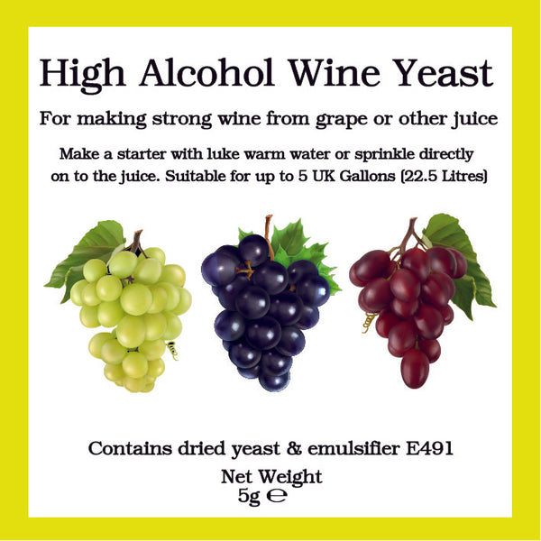 Bigger Jugs High Alcohol Wine Yeast Sachet 5g - Also For Fermenting at Higher Temperatures
