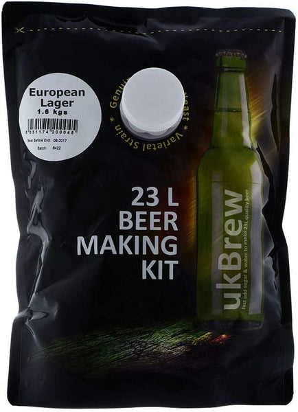 ukBrew European Lager 1.6Kg Beer Kit Makes 40 Pints (23 Litres)
