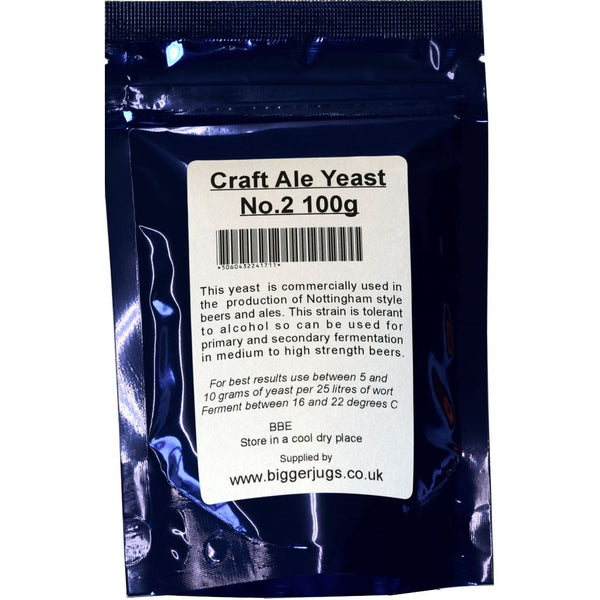 Bigger Jugs Blue Packet Craft Ale Yeast No. 2 - 100g Supplied in Resealable Pouch