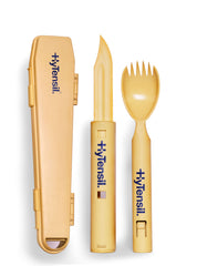 Hytensil Cutlery - Beige - Hygenic Compact Reusable Travel Cutlery Set Kills MRSA & E.Coli