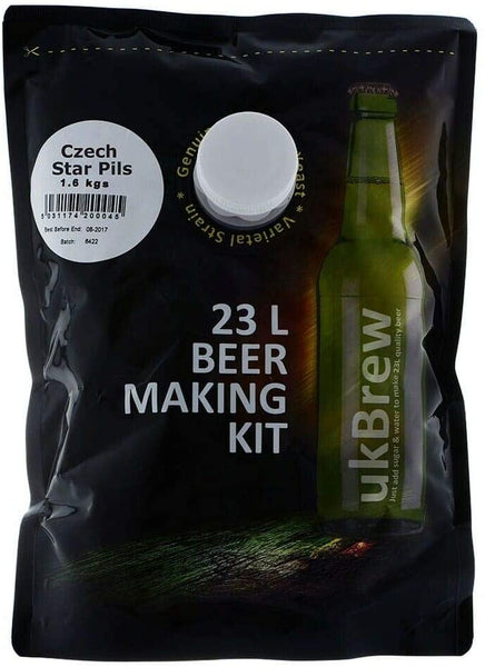 ukBrew Czech Star Pils 1.6Kg Pilsener Beer Kit Makes 40 Pints (23 Litres)