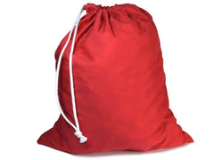 Red Poly-Cotton Gift Sack With White Rope Drawstring - Smaller Size
