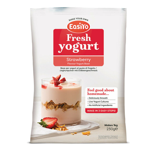 EasiYo Strawberry Flavoured Yogurt Sachet 230g