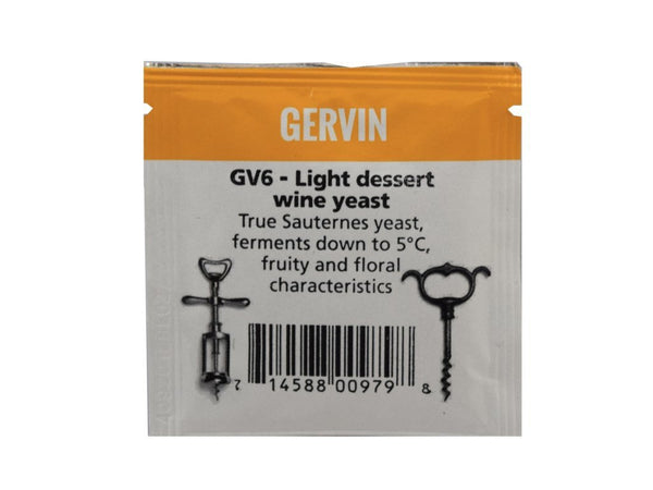 Yeast Sachet 5g - Gervin GV6 Light Dessert Wine Yeast - True Sauternes Yeast For Fermenting at Low Temperatures & For Fruity Floral Wines